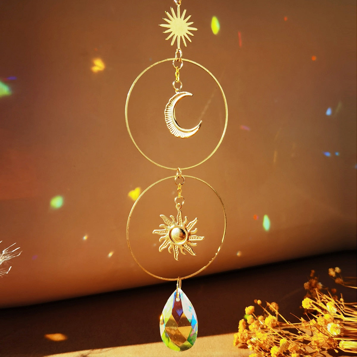 Sun and Moon Crystal Suncatcher