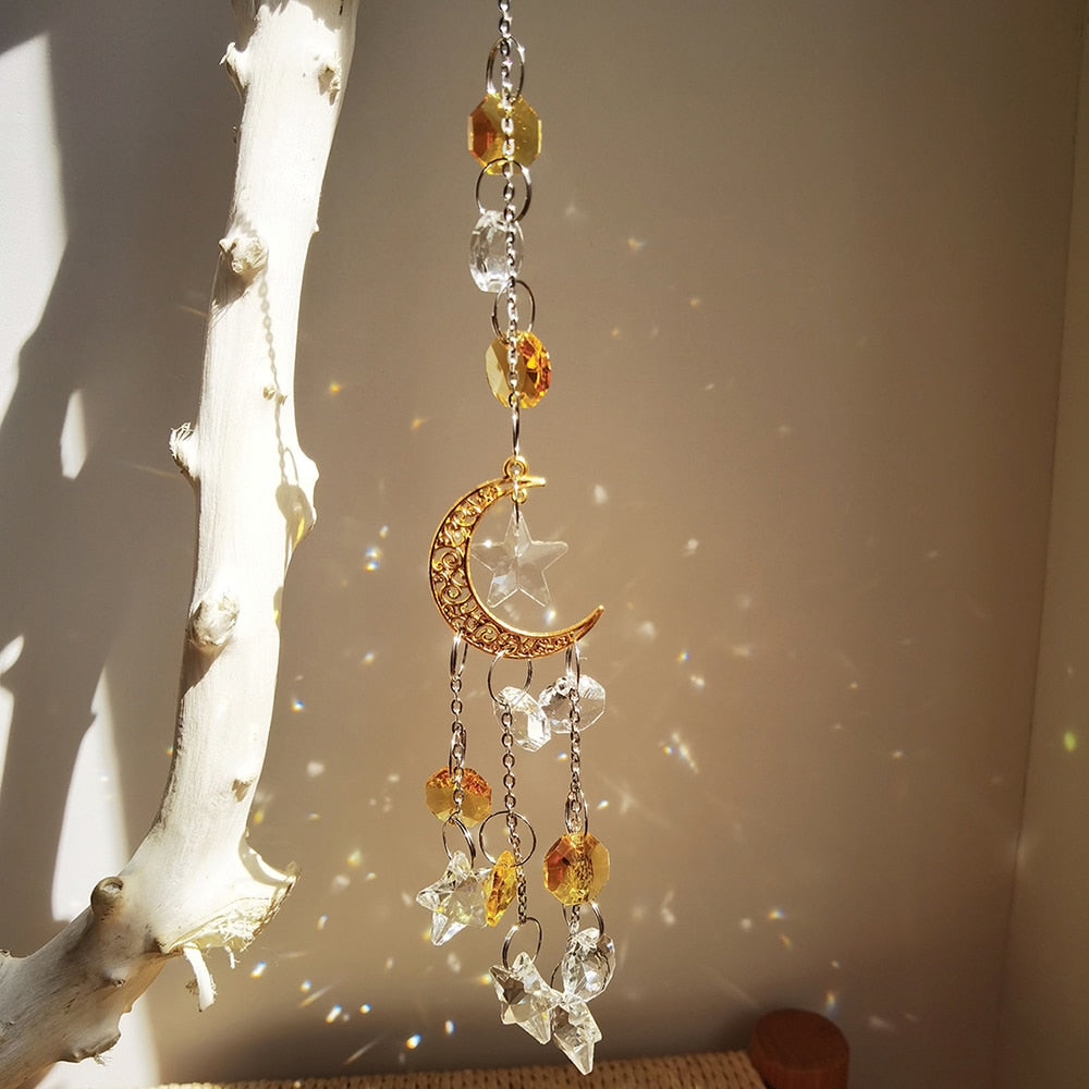 HarmonyBreeze Crystal Wind Chimes - Stained Glass Dream Catcher