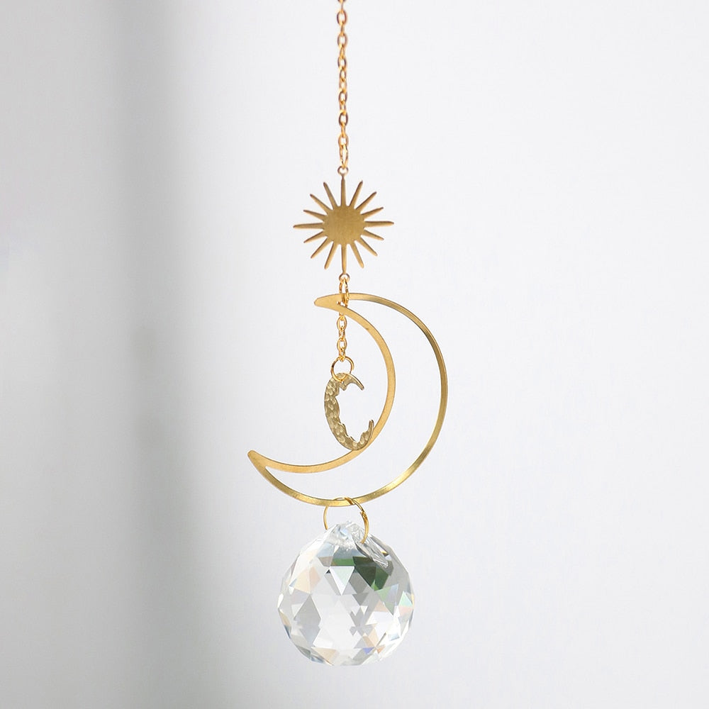 HarmonyBreeze Crystal Wind Chimes - Stained Glass Dream Catcher