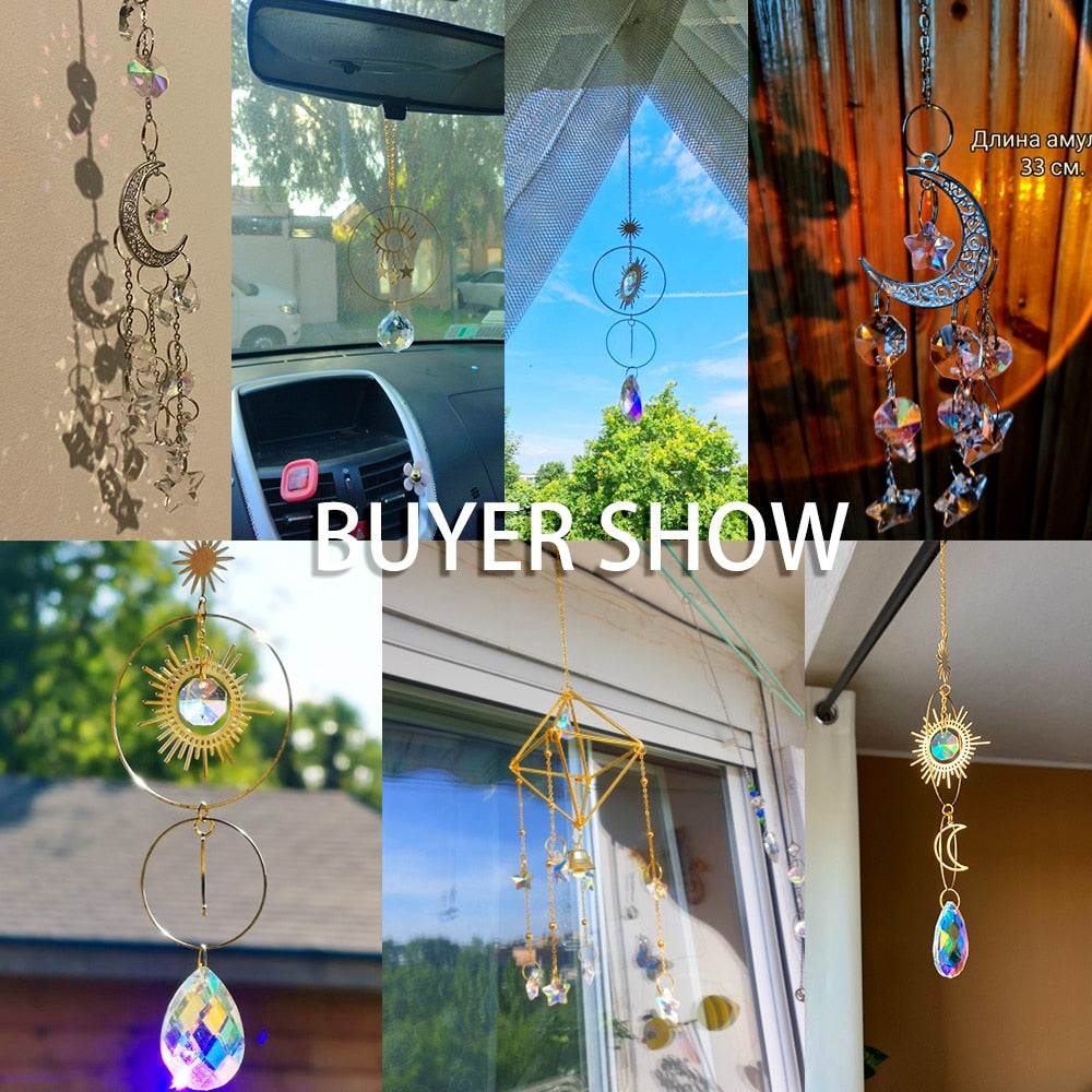 HarmonyBreeze Crystal Wind Chimes - Stained Glass Dream Catcher