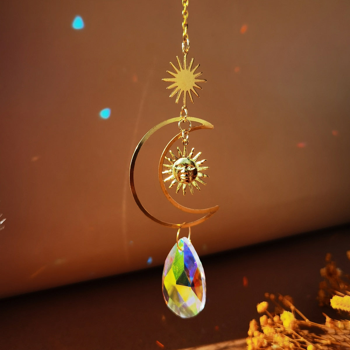 Sun and Moon Crystal Suncatcher