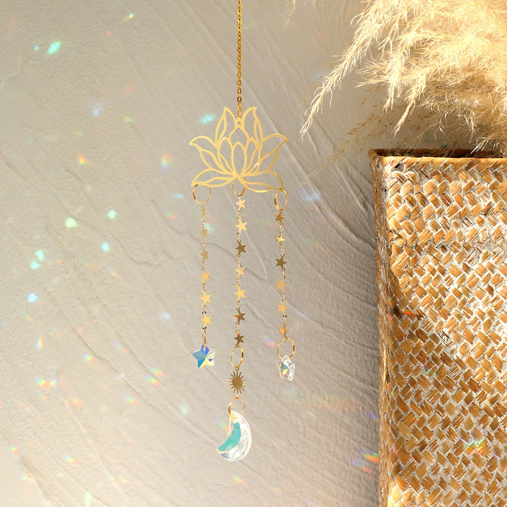 HarmonyBreeze Crystal Wind Chimes - Stained Glass Dream Catcher